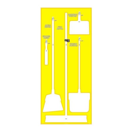 Nmc National Marker Janitorial Shadow Board, Yellow on White, Pro Series Acrylic - SB108FG